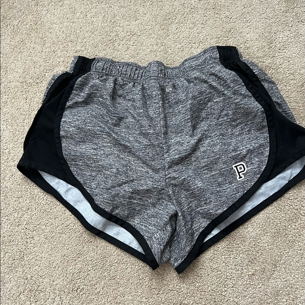 pink gray athletic shorts